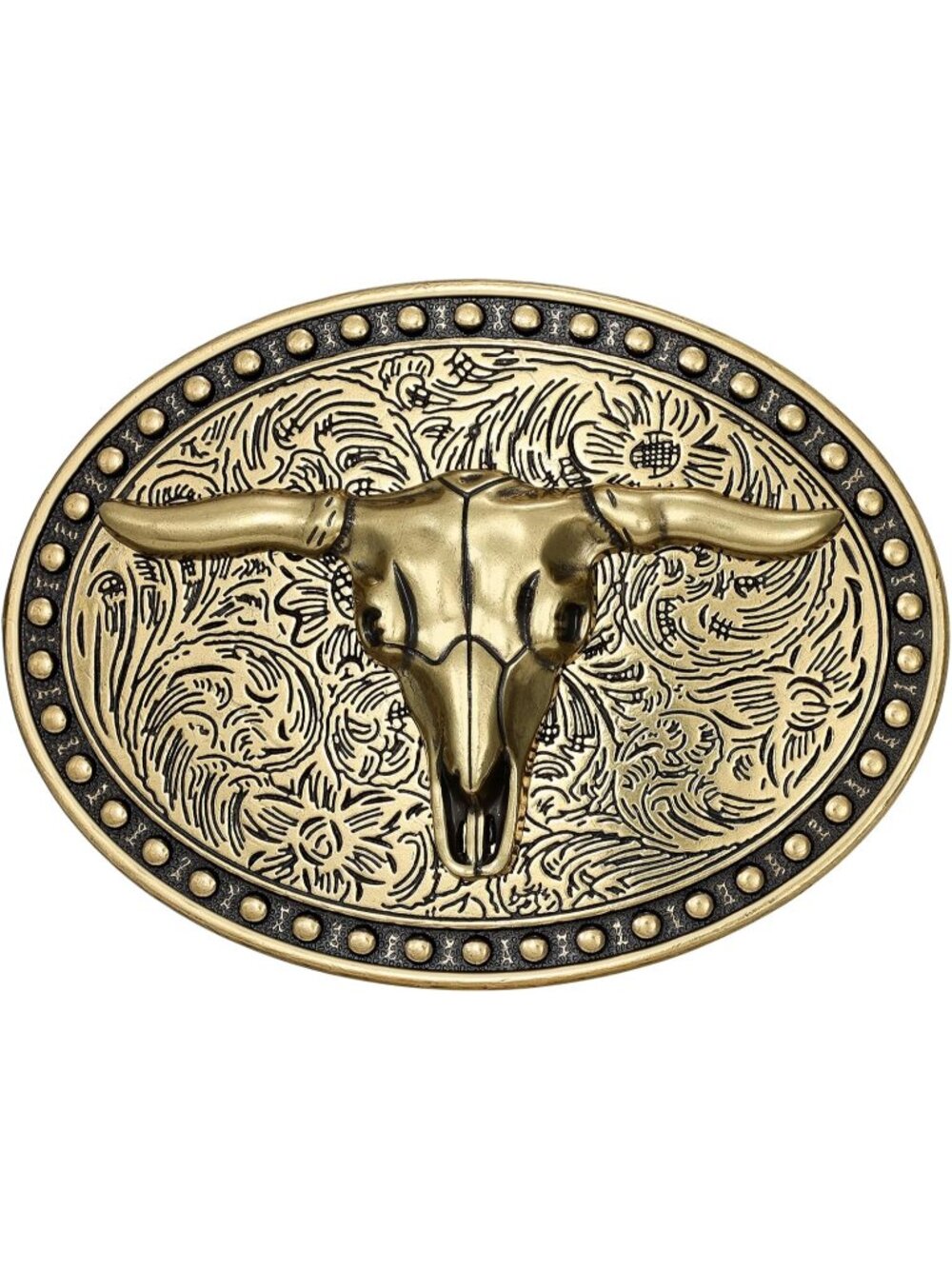 Women Golden Big Bull Vintage Cowboy Cowgirl Longhorn Bull Rodeo Belt Buckle